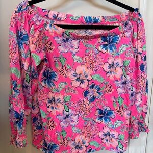Lilly Pulitzer Pink Ruffled Cut Out Blouse